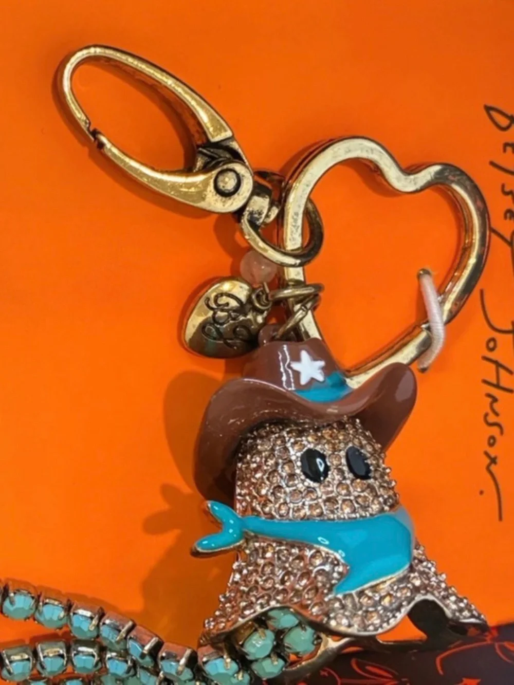 BETSEY JOHNSON Halloween Sparkling Western Cowboy Bag Charm or Keychain NEW NWT